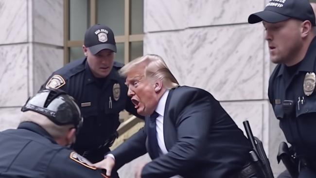 AI-generated deepfake image of former president Donald Trump being arrested.