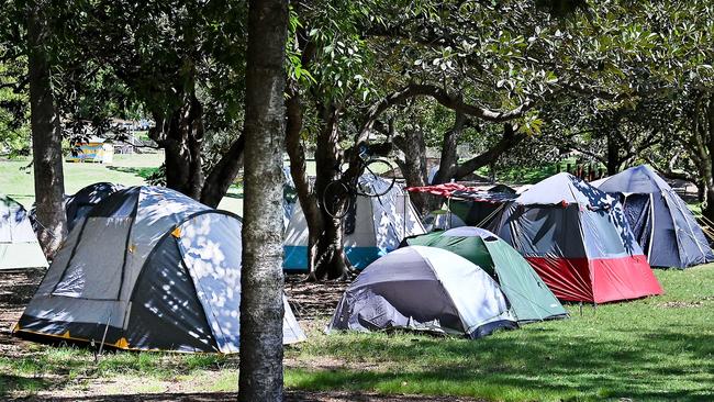 Tent city in Musgrave Park, South BrisbaneThursday December 7, 2023. Picture, John Gass