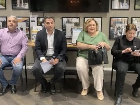 Liverpool councillor Richard Ammoun, Mayor Ned Mannoun, Deputy Mayor Fiona Macnaught and councillor Karress Rhodes at the community forum at Edmondson Park in November.