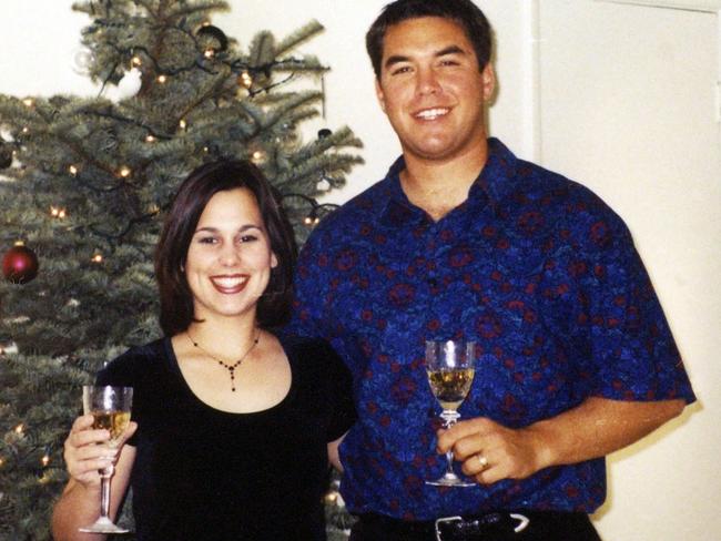 Laci and Scott Peterson pictured in December 2002 — just days before Scott murdered her and their unborn son Connor in Modesto, California. Picture: NewsCorp