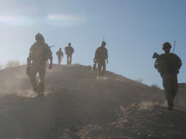 Corporal Keighran with other Australian soldiers on patrol in Uruzgan Province, Afghanistan, in 2010. 