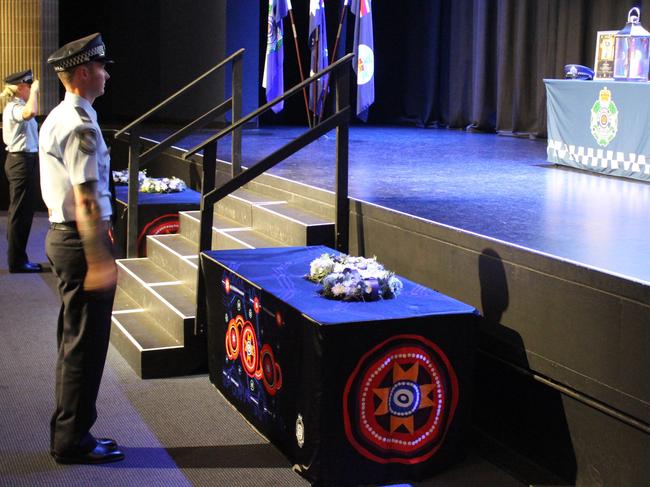 The Mackay police memorial service at MECC on December 21, 2022, for fallen police constables Rachel McCrow and Matthew Arnold. Picture: Andrew Kacimaiwai