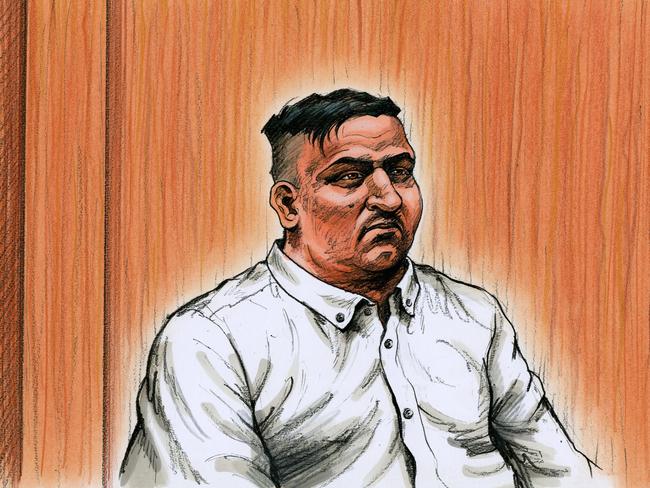 A court artist sketch of James "Dimitrious" Gargasoulas in the Victorian Supreme Court. Picture: AAP/Paul Tyquin