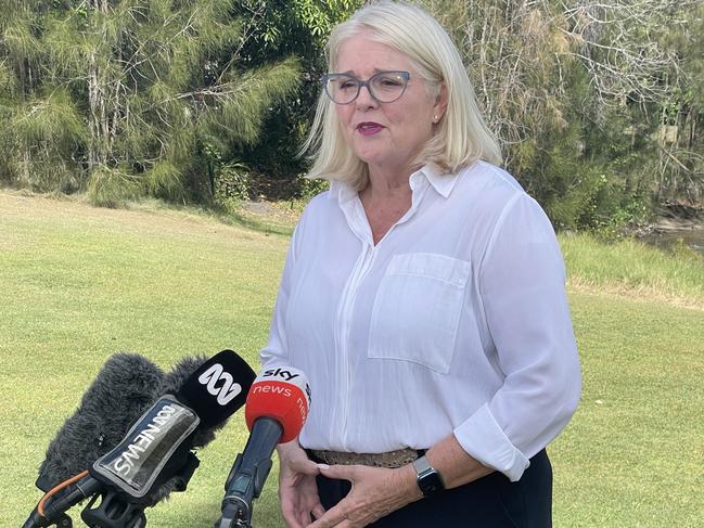 Karen Andrews when she announced her retirement from politics in Elanora last April. Picture: Lea Emery