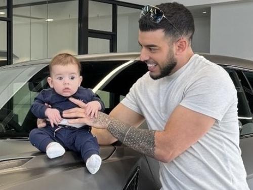 Melbourne billionaire Adrian Portelli has finally revealed the name of his five month-old son., Portelli and partner Karlie Butler welcomed their first child in January and called him Mercy. picture : Instagram