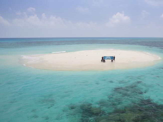 Midnight Oil pictured on the Great Barrier Reef. Picture: Justin J Heitman.