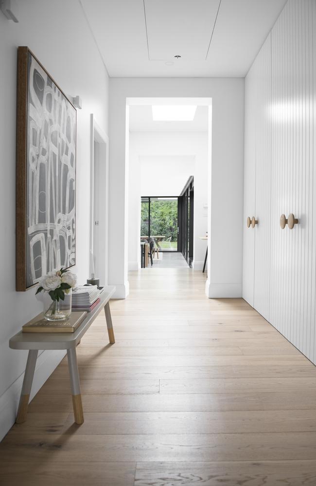 A wider hallway clear of clutter in Clare Le Roy’s house makes it easier to manoeuvre a wheelchair. Picture: Esteban La Tessa