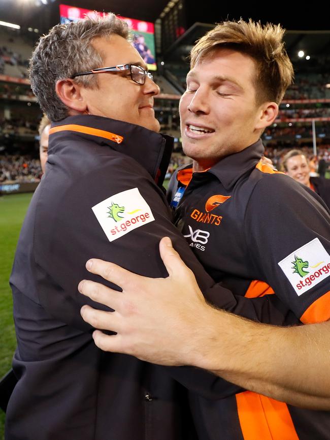 Toby Greene and GWS teammate Lachie Whitfield feature in Jon Ralph’s forward line.