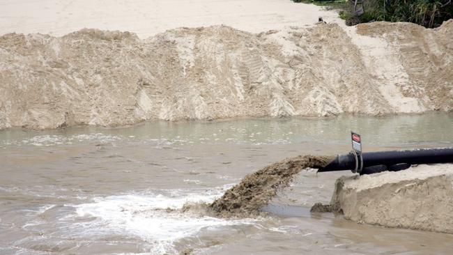 Sand pumping has begun on Duranbah beach, after a large amount of sand was eroded away.