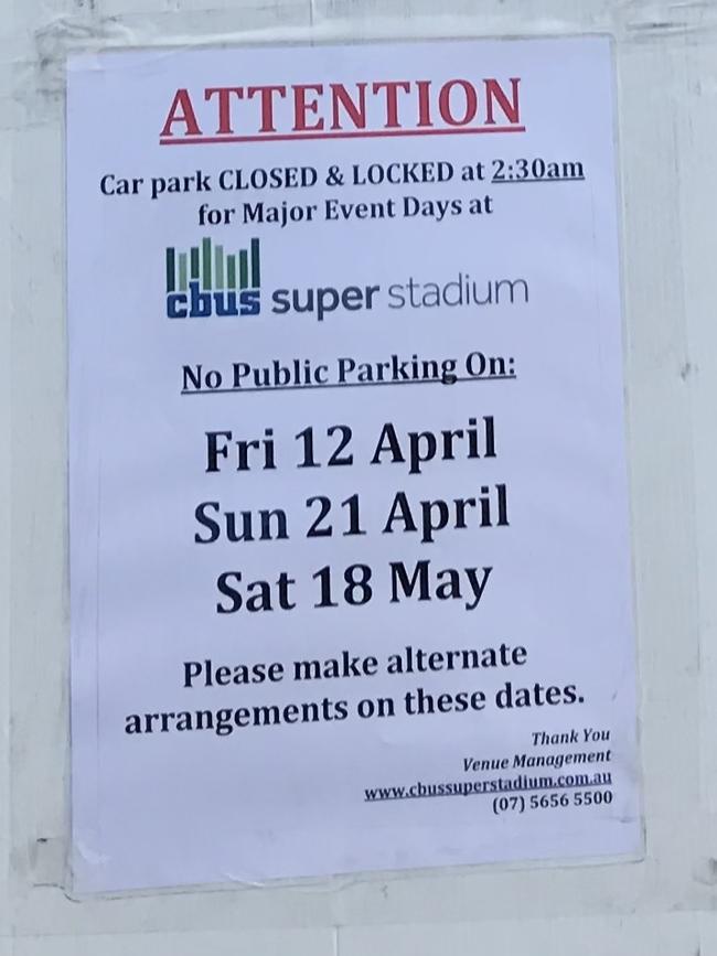 The dates the car park will be closed and locked by Council.