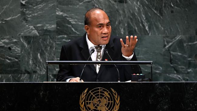 President of Kiribati Taneti Maamau, whose country would benefit from Chinese aid. Picture: Johannes Eisele/AFP