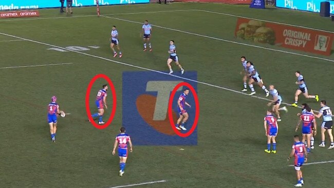 The Knights were called for blockers. Photo: Fox Sports