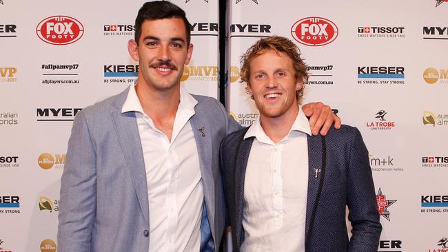 Adelaide Crows players Taylor Walker and Rory Sloane. (Photo by Darrian Traynor/Getty Images)