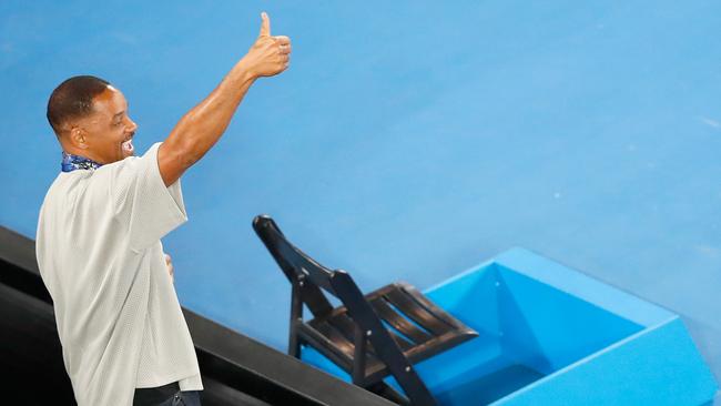 Will Smith acknowledges Nick Kyrgios. Picture: Getty Images