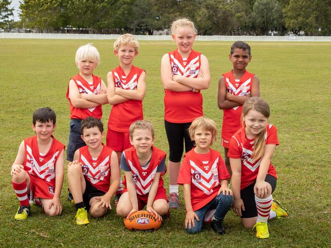 SHINING STARS: The Lismore Swans Junior Australian Football Club Super Star players love getting out for a kick.