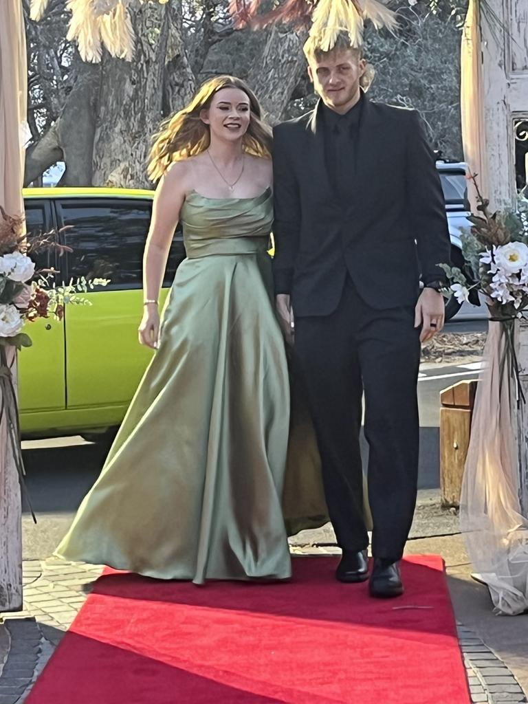 Kiara Bates and Angus Brown arrive at Hervey Bay High School's formal.