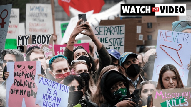 Protesters gather outside US Supreme Court after abortion decision leaked