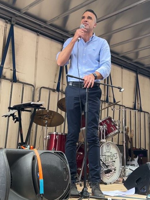 South Australian Premier Peter Malinauskas addressed the crowd at Sunday’s protest to save the Crown and Anchor from developmentn plans. Picture: Jessica Renaglia