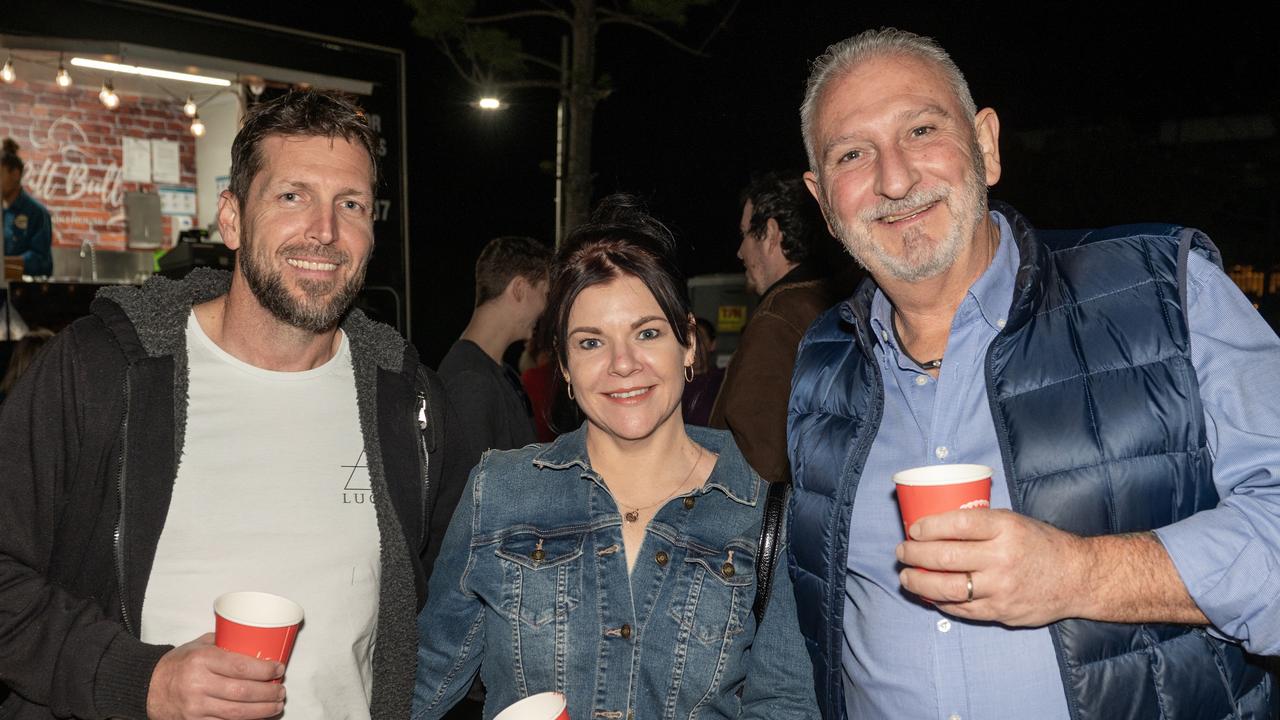 Ron Palmer, Rewa Nixon and Justin Mauger at 2023 Riverside Festival – official opening of Red Dog Riverfront Saturday July 1 2023. Picture: Michaela Harlow