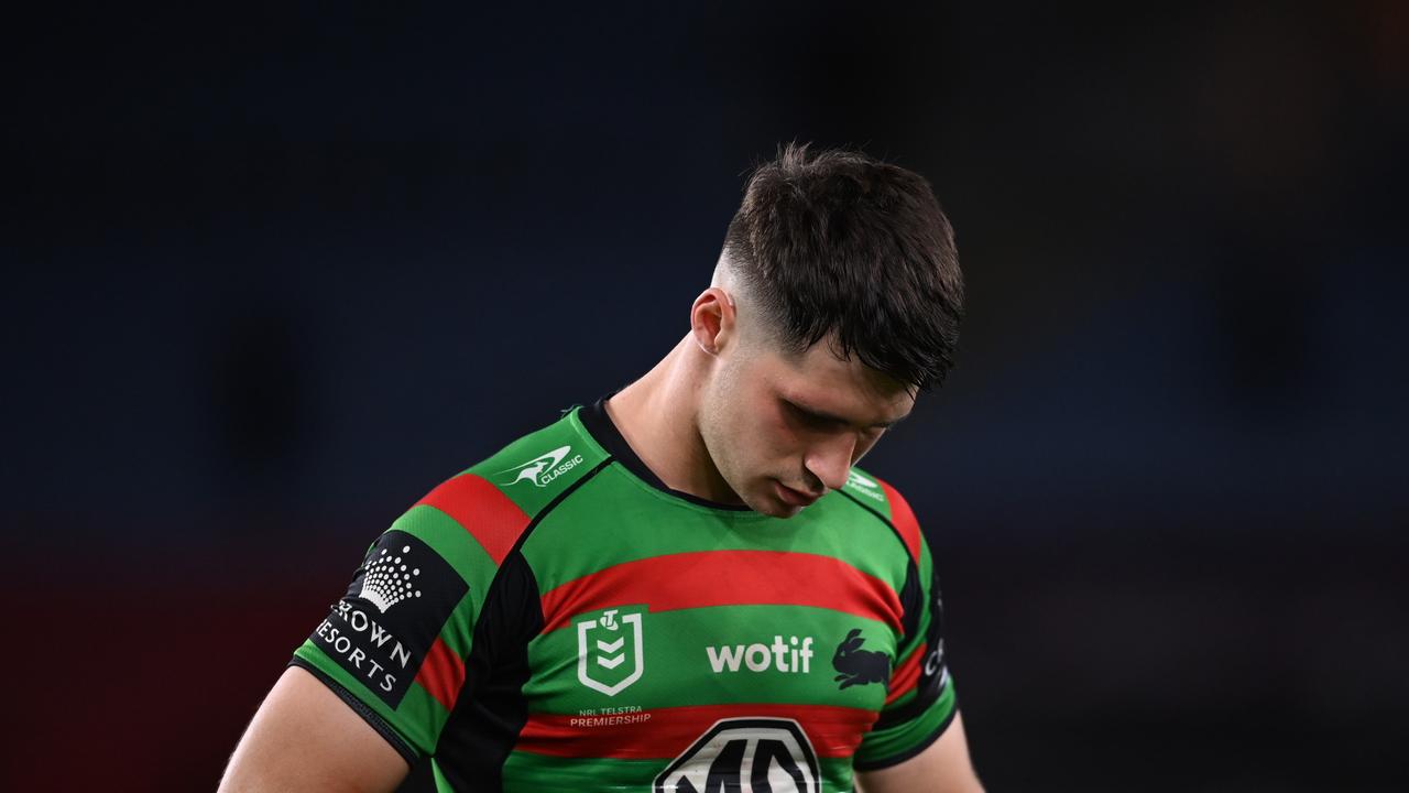 South Sydney halfback Lachlan Ilias came under fire after the Rabbitohs bombed out of finals contention against the Roosters. Picture: NRL Imagery.