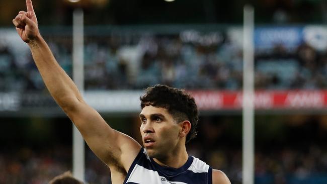 Tyson Stengle added three goals and plenty of forward 50 spark. Picture: Dylan Burns/AFL Photos via Getty Images