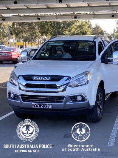 A stolen white Isuzu 4WD stolen during a robbery at Elizabeth Wednesday afternoon was found burnt out at Largs North on September 2. Picture: SA Police