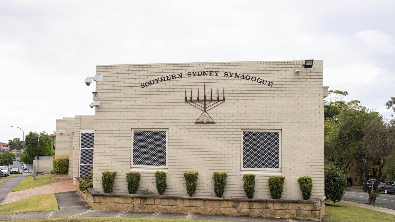 Vandals graffitied Southern Sydney Synagogue with swastikas and anti-Semitic slurs. Picture: NewsWire / Simon Bullard