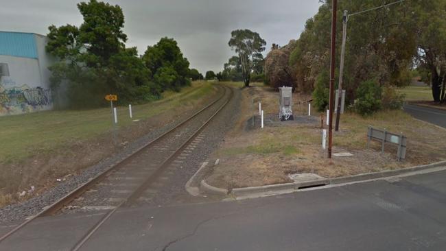 The Stony Point rail line where it crosses Reid Parade in Hastings. Picture: Google Maps