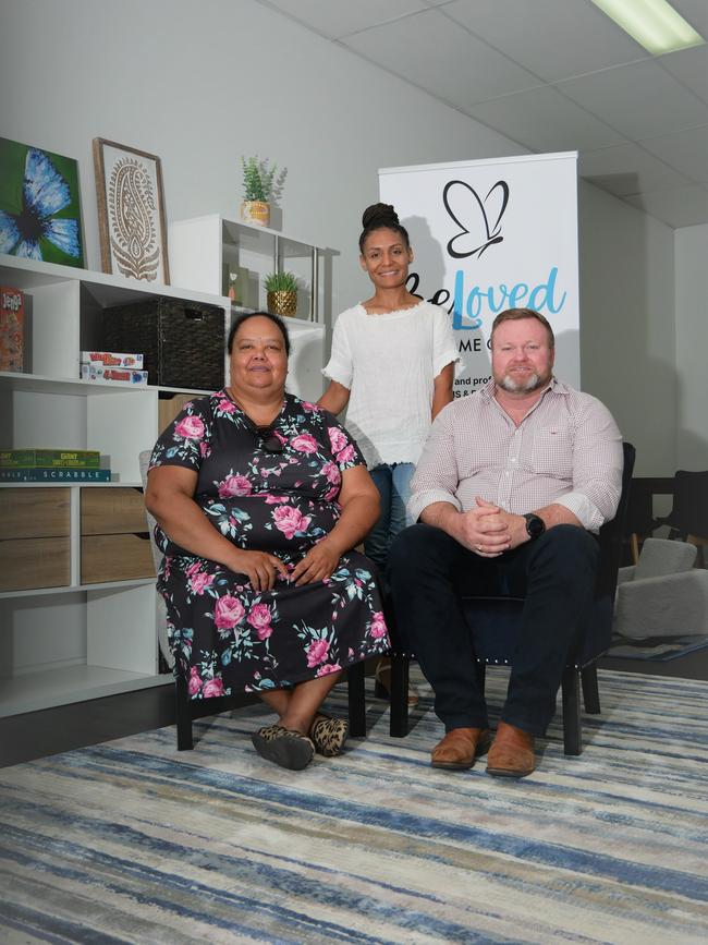 Beloved Home Care enrolled nurse Grace Wakana, service manager Gloria Pundari and Colliers commercial executive Aaron Power. Picture: Blair Jackson