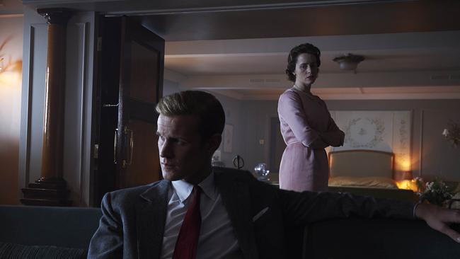 One is not happy, and neither is her husband. The Queen (Claire Foy) and Prince Philip (Matt Smith) thrash out their marital problems. Picture: Netflix