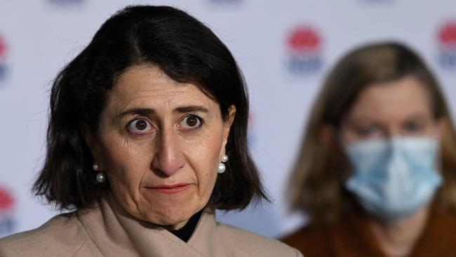 Gladys Berejiklian speaks to reporters. Picture: NCA NewsWire/Bianca De Marchi