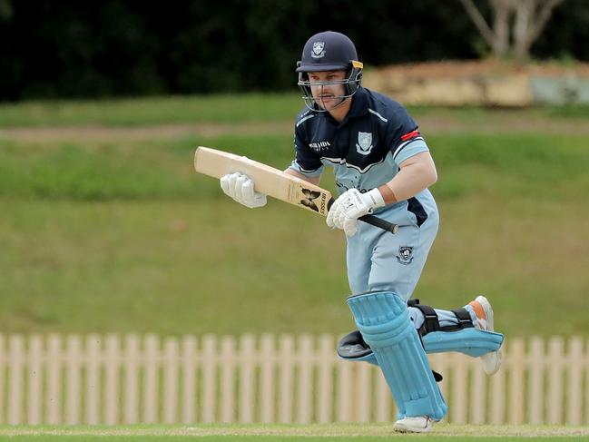 Jarryd Biviano of Sutherland runs between wickets during round 1 NSW Premier Grade cricket match between Sutherland and Northern Districts at Glenn McGrath Oval on September 24, 2022  in Caringbah, Sydney, Australia. (Photo by Jeremy Ng/Newscorp Australia)