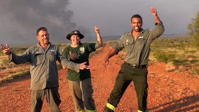 Volunteers and staff from Bushfires NT continue to battle out-of-control blazes in and around the lytwelepenty/Davenport Ranges National Park in Davenport, supported by local landholders. Picture: Bushfires NT.