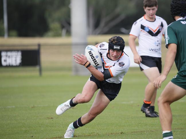 Brock Achurch in action for Macarthur Wests Tigers in the Andrew Johns Cup. Picture: Warren Gannon Photography