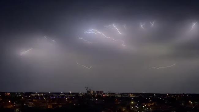 The incredible lightning show over the Sunshine Coast on Thursday morning. Picture: Sam Tollison McIntyre