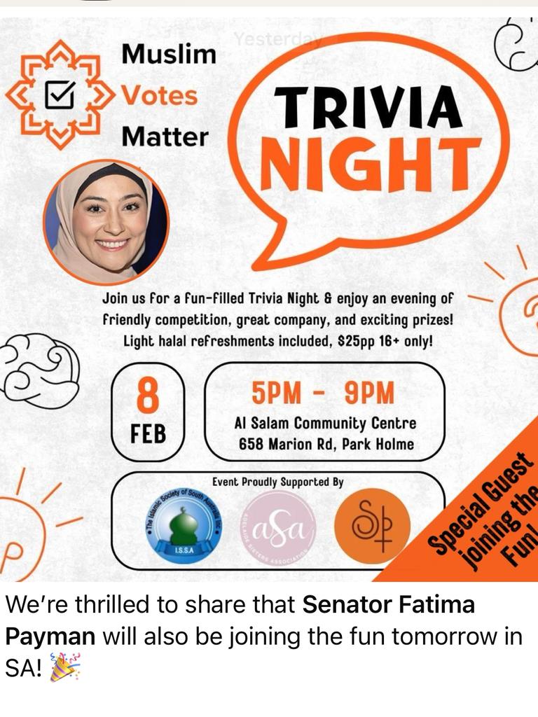 ,Ms Payman will headline MVM’s trivia night.