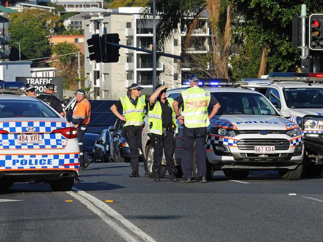 Police and emergency services on the scene. Picture: John Gass/AAP