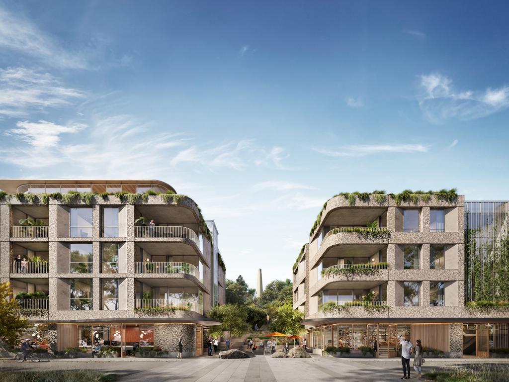 Residential apartments, retail space and hospitality venues are part of the $100m vision for The Escarpment at Macquarie Point. Picture: Milieu