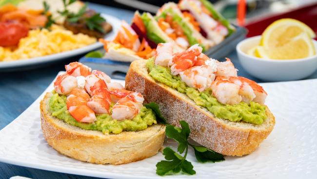 Prawn and avocado toast at The Boat Shed. Picture: Jenifer Jagielski