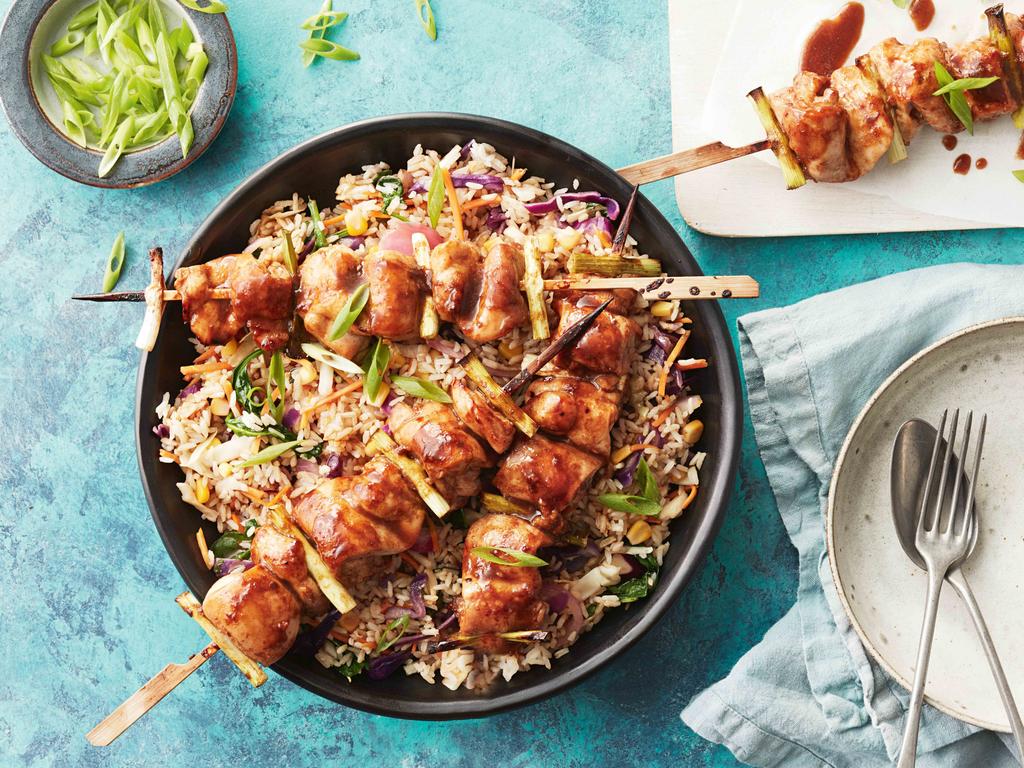 Mongolian Chicken Skewers with Super Speedy Fried Rice.