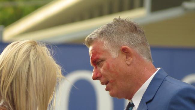 One man celebrating Melbourne Cup at the Gold Coast Turf Club was left bleeding from the head.