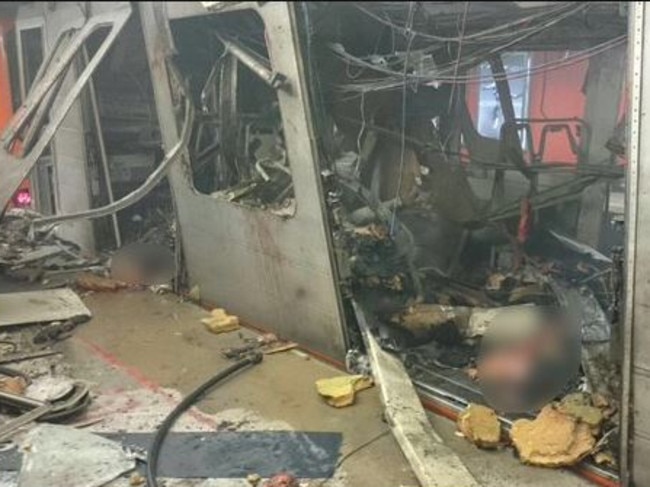 A picture that purports to show inside Maelbeek metro posted on Twitter.