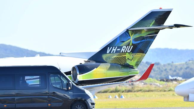 Drew Barrymore was part of a group that departed from the Sunshine Coast Airport this morning. Picture: Patrick Woods.