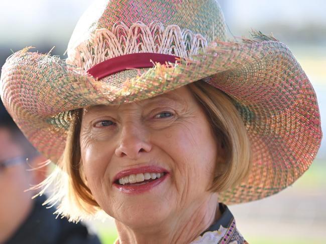 MELBOURNE, AUSTRALIA - OCTOBER 31: Trainer Gai Waterhouse  is see during Derby Day Breakfast With The Best gallops at Flemington Racecourse on October 31, 2023 in Melbourne, Australia. (Photo by Vince Caligiuri/Getty Images)