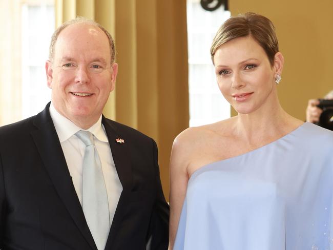 LONDON, ENGLAND - MAY 05: Prince Albert and Princess Charlene of Monaco attend the Coronation Reception for overseas guests at Buckingham Palace on May 05, 2023 in London, England. (Photo by Chris Jackson/Getty Images)