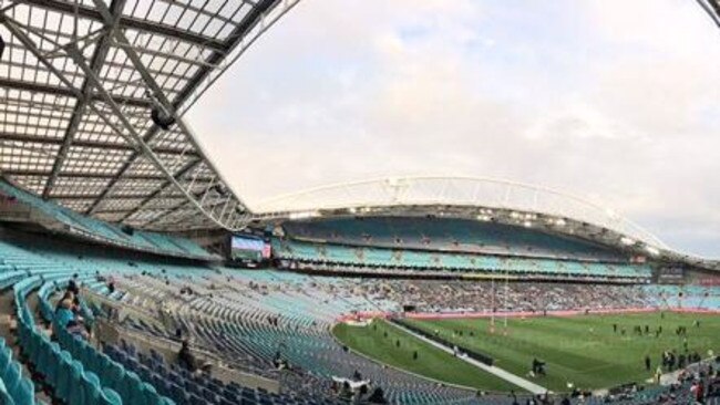 Minutes before kick-off at tiny crowd was inside ANZ Stadium for the Panthers v Warriors final