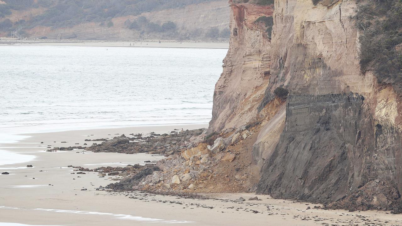 A cliff collapses at Jarosite headland. Picture: Alan Barber