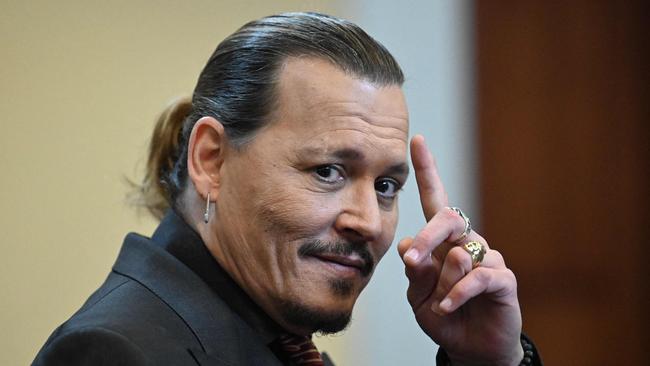 Depp in a courtroom during the high-profile defamation trial against ex-wife Amber Heard in May. Picture: Jim Watson/Pool/AFP