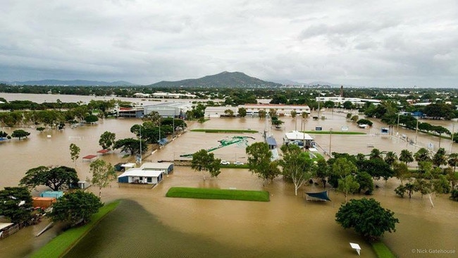 The flooding at Townsville Hockey, Murray Sports Complex. Picture: Townsville Drone Photography