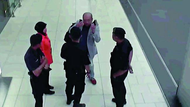 Kim Jong-nam explains to airport staff and police what happened as his condition worsens Picture: Supplied